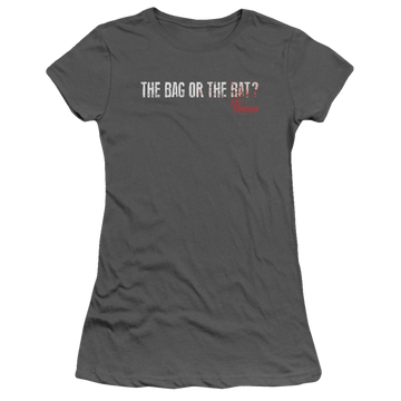 Charcoal juniors t-shirt with Ray Donovan Bag Or Bat graphic
