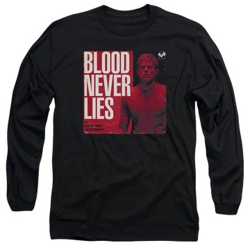 Black men's long sleeve t-shirt with Dexter Cover graphic