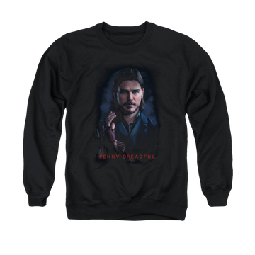 Black men's crewneck sweatshirt with Penny Dreadful Ethan graphic
