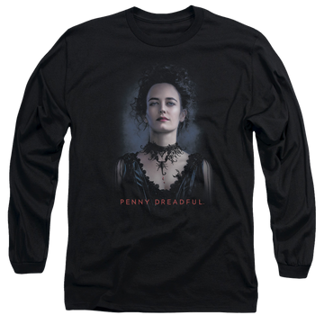 Black men's long sleeve t-shirt with Penny Dreadful Vanessa graphic