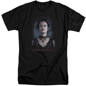 Black men's tall fit t-shirt with Penny Dreadful Vanessa graphic