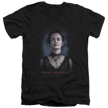Black men's v-neck t-shirt with Penny Dreadful Vanessa graphic