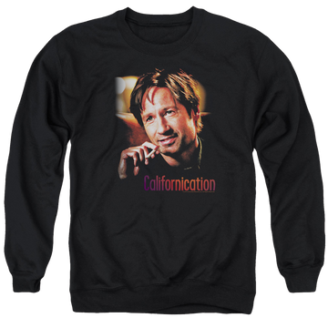 Black men's crewneck sweatshirt with Californication Smoker graphic
