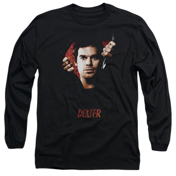 Black men's long sleeve t-shirt with Dexter Body Bad graphic