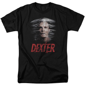 Black men's regular fit t-shirt with Dexter Plastic Wrap graphic