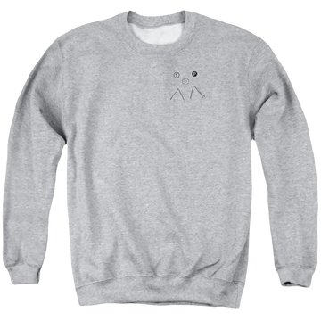 Athletic heather men's crewneck sweatshirt with Twin Peaks Peak Donut graphic