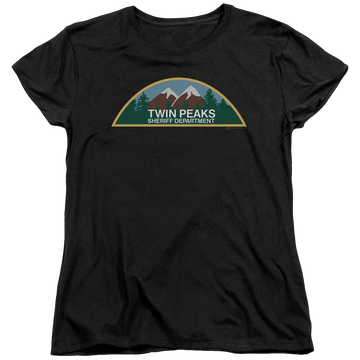 Black women's t-shirt with Twin Peaks Sheriff Department graphic