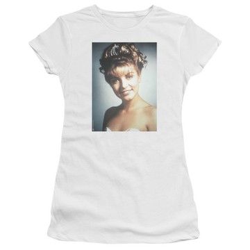White juniors t-shirt with Twin Peaks Laura Palmer graphic