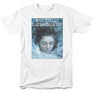 White men's regular fit t-shirt with Twin Peaks Who Killed Laura graphic