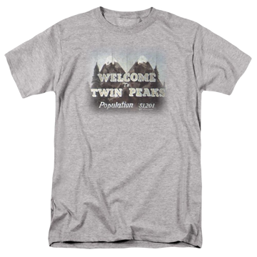 Athletic heather men's regular fit t-shirt with Twin Peaks Welcome To graphic