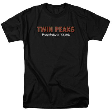 Black men's regular fit t-shirt with Twin Peaks Population graphic