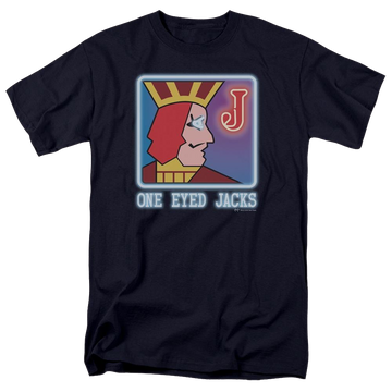 Navy men's regular fit t-shirt with Twin Peaks One Eyed Jacks graphic