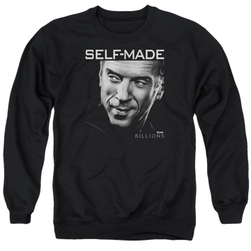 Black men's crewneck sweatshirt with Billions Self Made graphic