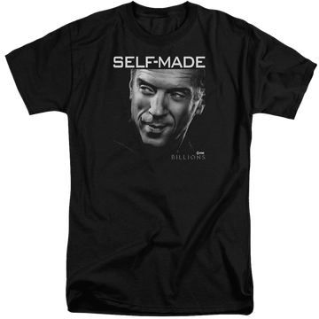 Black men's tall fit t-shirt with Billions Self Made graphic