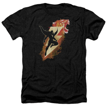 Charcoal men's heather t-shirt with Shazam Movie Tiger Bolt graphic