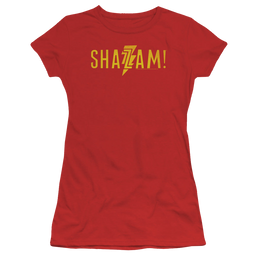 Shazam Movie Flat Logo - Juniors T-Shirt Juniors T-Shirt Shazam   