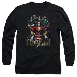 Shazam Movie Group Of Heroes - Men's Long Sleeve T-Shirt Men's Long Sleeve T-Shirt Shazam   