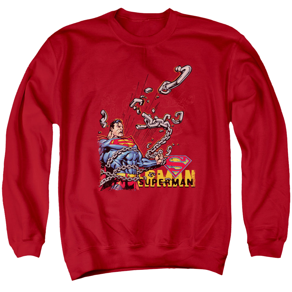 Superman Breaking Chains - Men's Crewneck Sweatshirt Men's Crewneck Sweatshirt Superman   