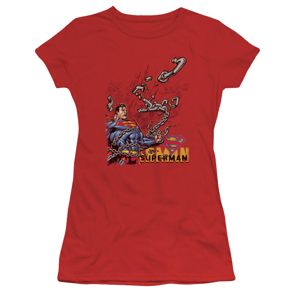 Superman Breaking Chains - Juniors T-Shirt Juniors T-Shirt Superman   