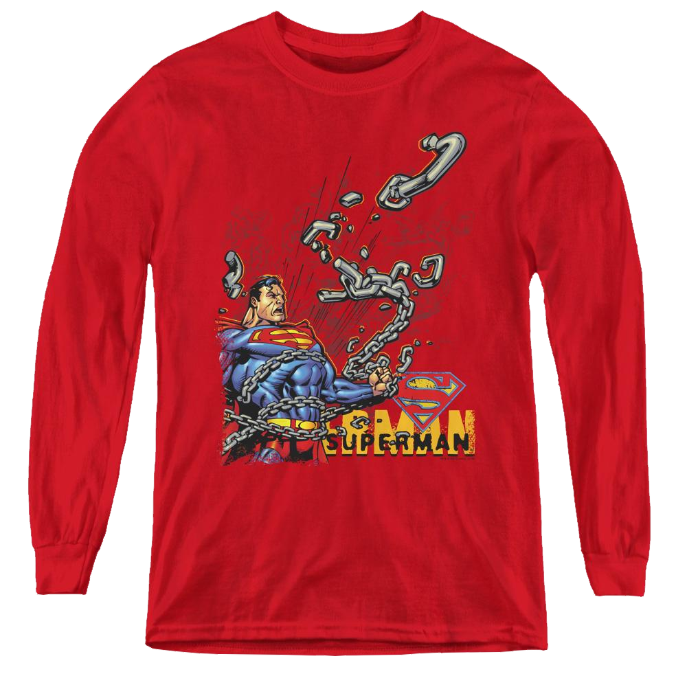 Superman Breaking Chains - Youth Long Sleeve T-Shirt Youth Long Sleeve T-Shirt Superman   