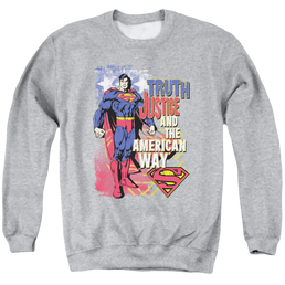 Superman Truth Justice - Men's Crewneck Sweatshirt Men's Crewneck Sweatshirt Superman   