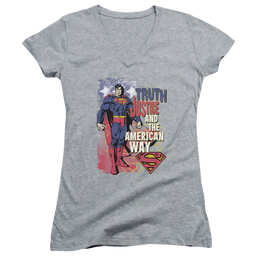 Superman Truth Justice - Juniors V-Neck T-Shirt Juniors V-Neck T-Shirt Superman   