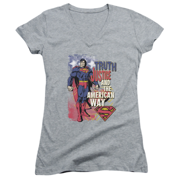 Superman Truth Justice - Juniors V-Neck T-Shirt Juniors V-Neck T-Shirt Superman   