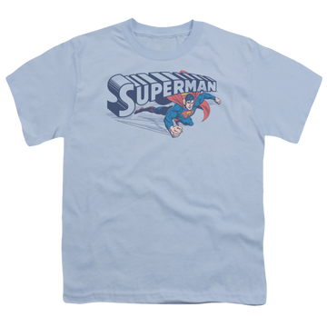 Light blue youth t-shirt for ages 8 to 12 with Superman Under Logo graphic