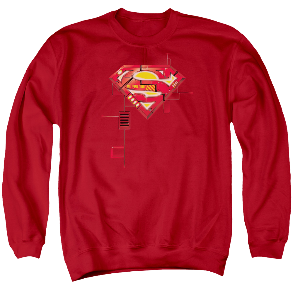 Superman Super Mech Shield - Men's Crewneck Sweatshirt Men's Crewneck Sweatshirt Superman   