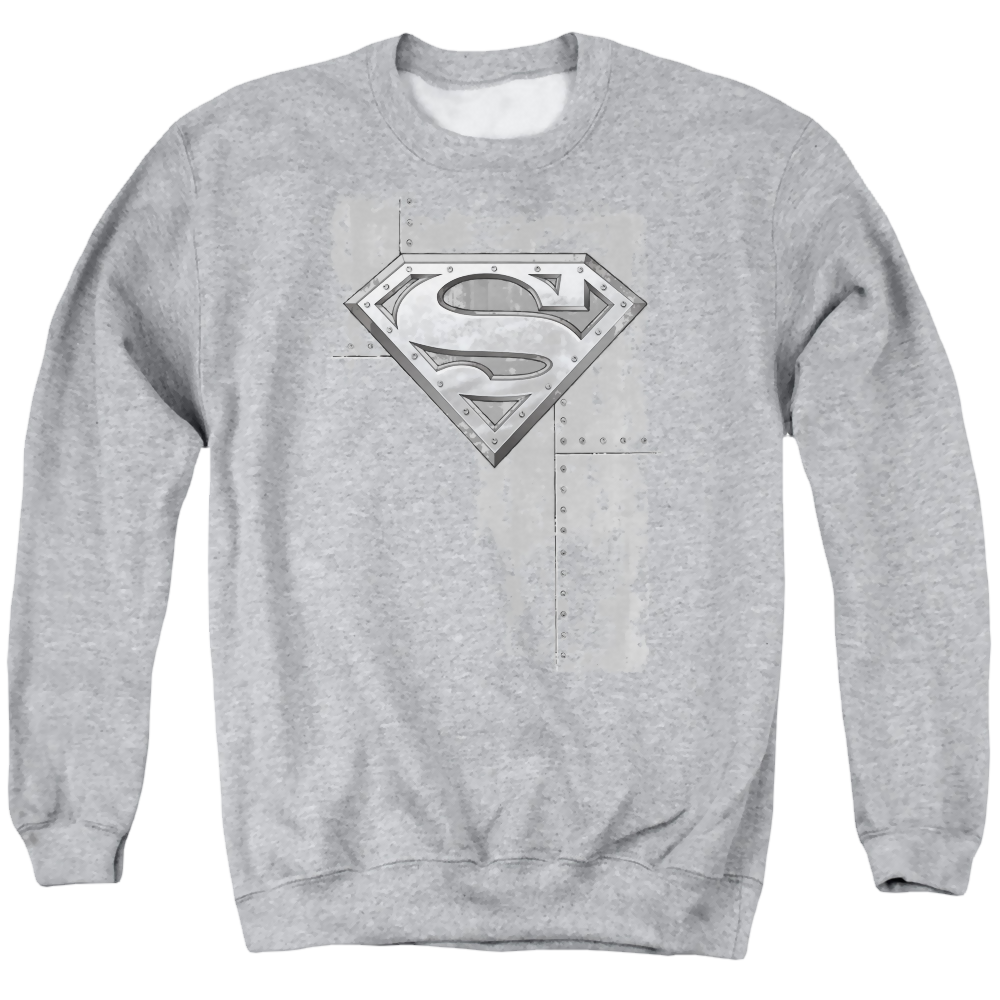 Superman Riveted Metal - Men's Crewneck Sweatshirt Men's Crewneck Sweatshirt Superman   