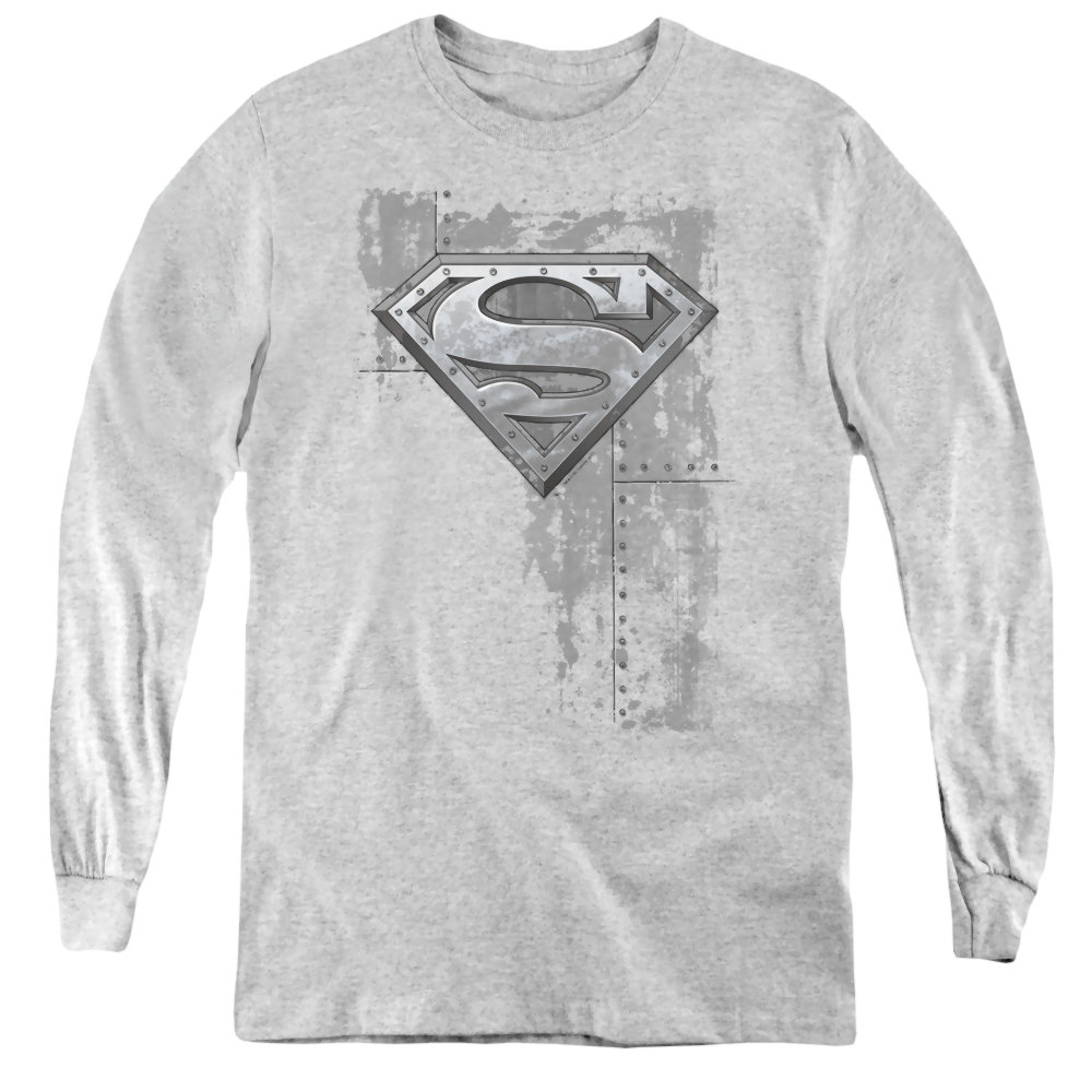 Superman Riveted Metal - Youth Long Sleeve T-Shirt Youth Long Sleeve T-Shirt Superman   