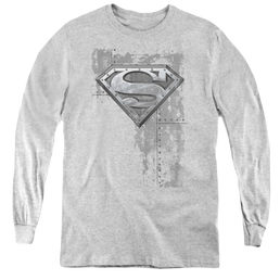 Superman Riveted Metal - Youth Long Sleeve T-Shirt Youth Long Sleeve T-Shirt Superman   