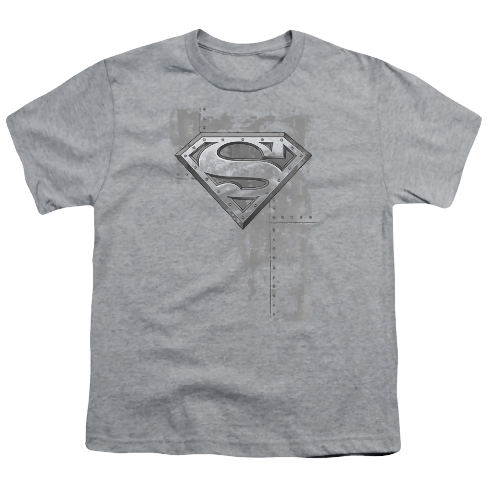 Superman Riveted Metal - Youth T-Shirt Youth T-Shirt (Ages 8-12) Superman   