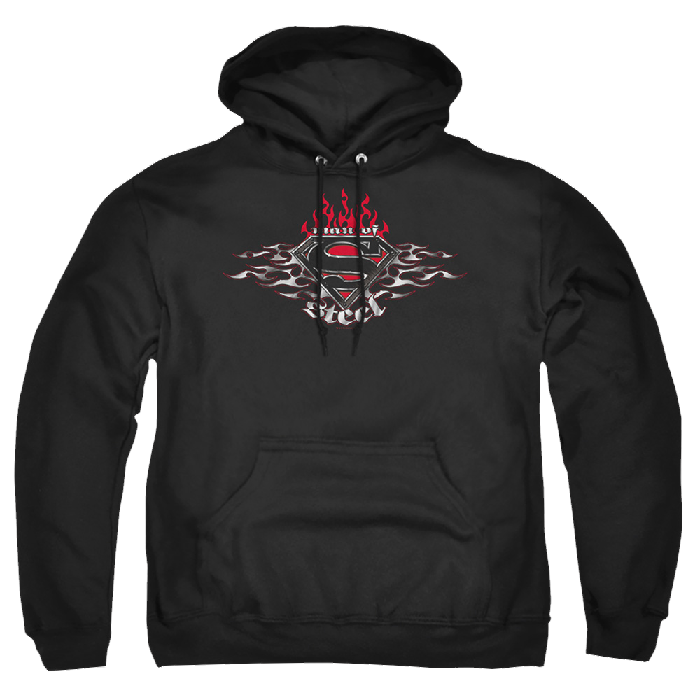 Superman Steel Flames Shield - Pullover Hoodie Pullover Hoodie Superman   