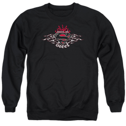 Superman Steel Flames Shield - Men's Crewneck Sweatshirt Men's Crewneck Sweatshirt Superman   