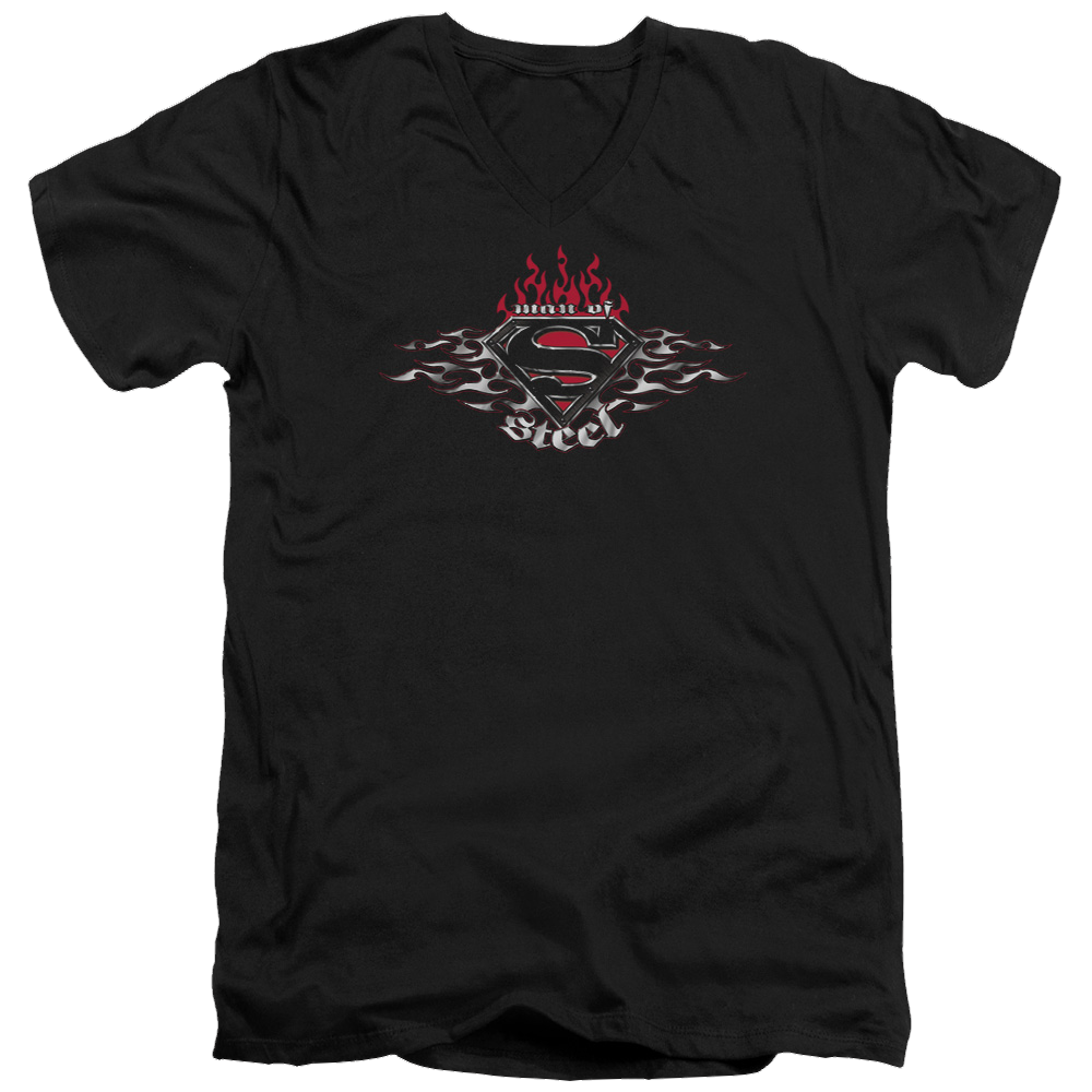 Superman Steel Flames Shield - Men's V-Neck T-Shirt Men's V-Neck T-Shirt Superman   