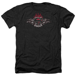 Superman Steel Flames Shield - Men's Heather T-Shirt Men's Heather T-Shirt Superman   