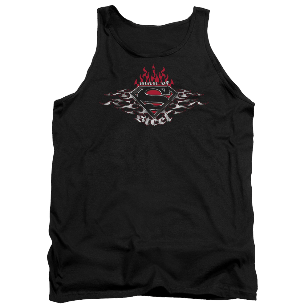 Superman Steel Flames Shield - Men's Tank Top Men's Tank Superman   