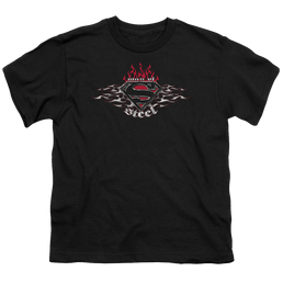 Superman Steel Flames Shield - Youth T-Shirt Youth T-Shirt (Ages 8-12) Superman   