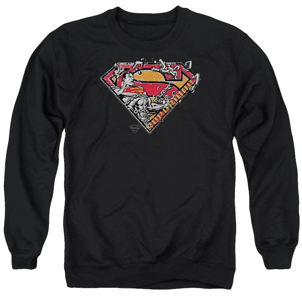 Superman Breaking Chain Logo - Men's Crewneck Sweatshirt Men's Crewneck Sweatshirt Superman   