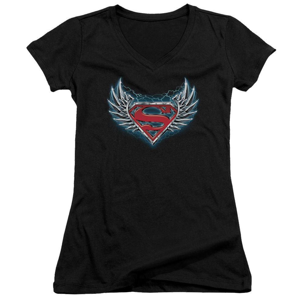 Superman Steel Wings Logo - Juniors V-Neck T-Shirt Juniors V-Neck T-Shirt Superman   