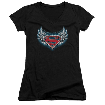 Superman Steel Wings Logo - Juniors V-Neck T-Shirt Juniors V-Neck T-Shirt Superman   