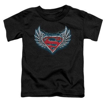 Black toddler t-shirt with Superman Steel Wings Logo graphic