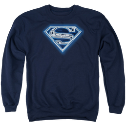 Superman Cyber Shield - Men's Crewneck Sweatshirt Men's Crewneck Sweatshirt Superman   