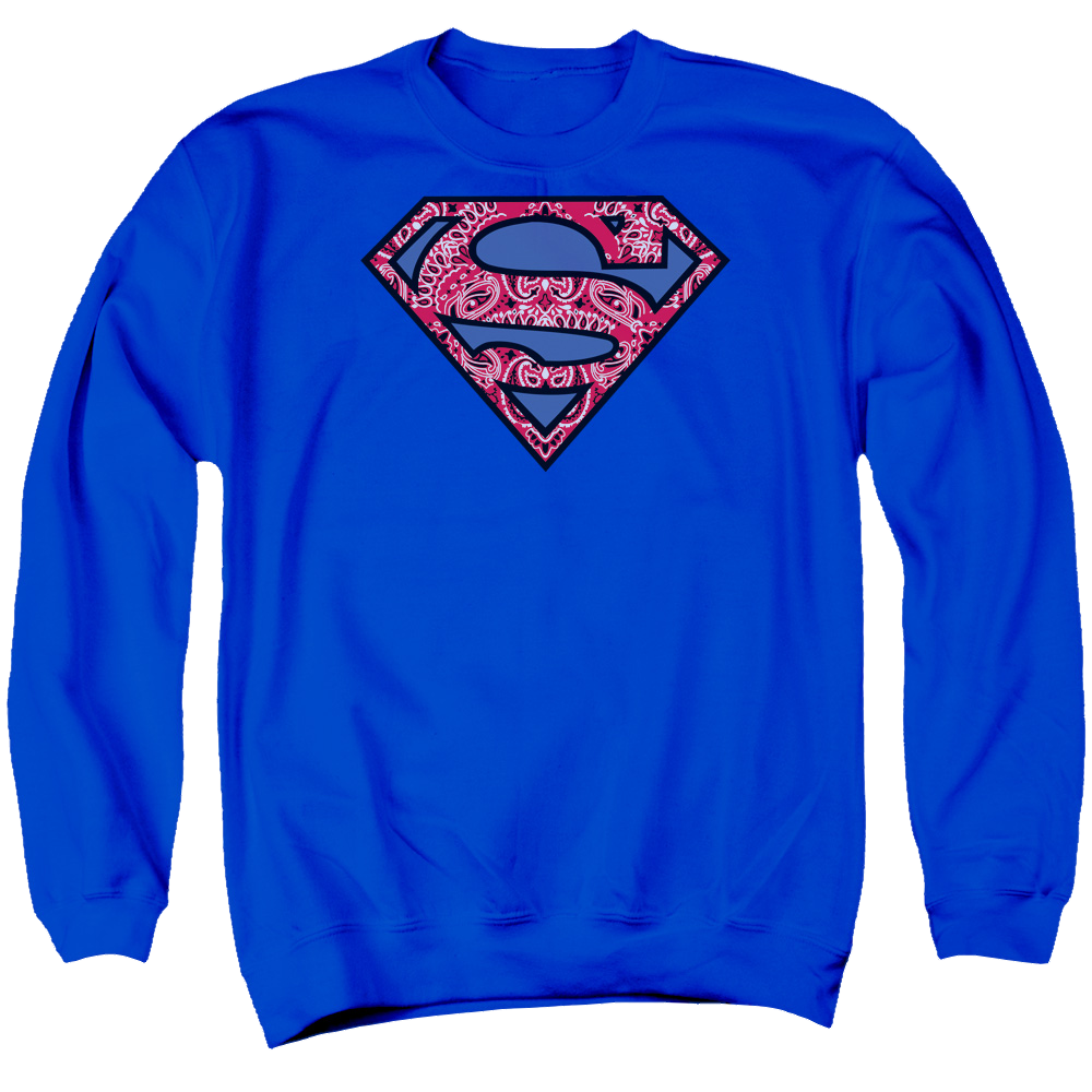 Superman Paisley Shield - Men's Crewneck Sweatshirt Men's Crewneck Sweatshirt Superman   