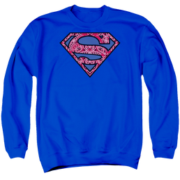 Superman Paisley Shield - Men's Crewneck Sweatshirt Men's Crewneck Sweatshirt Superman   