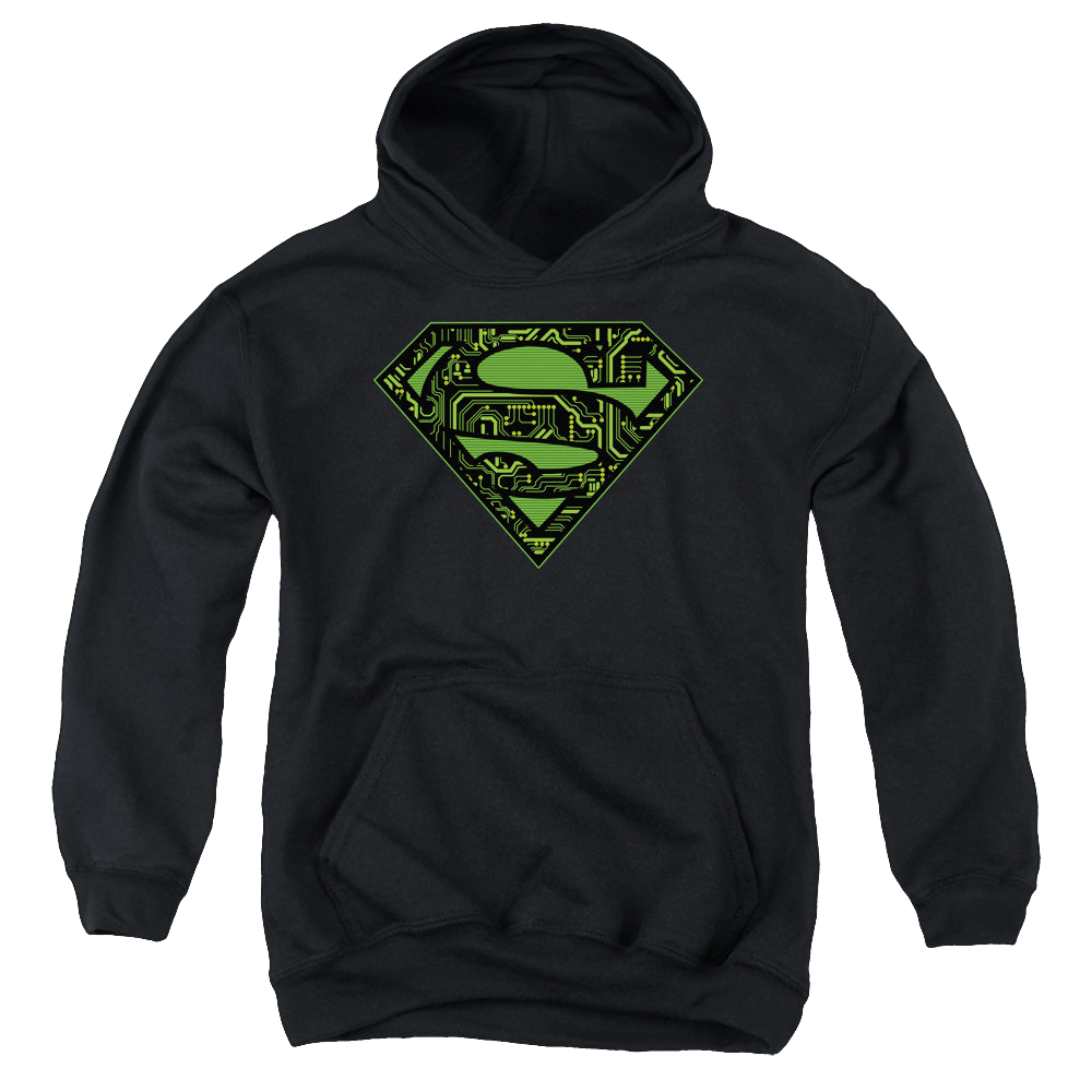 Superman Circuits Shield - Youth Hoodie Youth Hoodie (Ages 8-12) Superman   