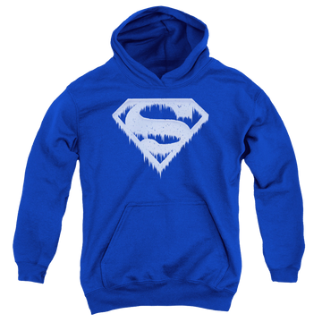 Royal youth hoodie for ages 8 to 12 with Superman Ice And Snow Shield graphic
