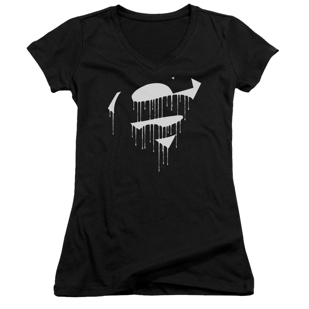 Superman Dripping Shield - Juniors V-Neck T-Shirt Juniors V-Neck T-Shirt Superman   