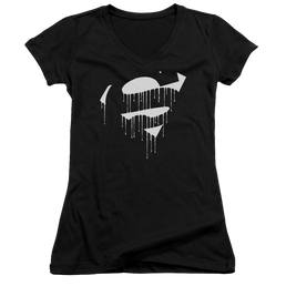 Superman Dripping Shield - Juniors V-Neck T-Shirt Juniors V-Neck T-Shirt Superman   